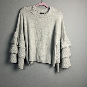 Who What Wear Grey Tiered Ruffle Sleeve Flapper 70's 80's‎ Sweater Pullover XXL